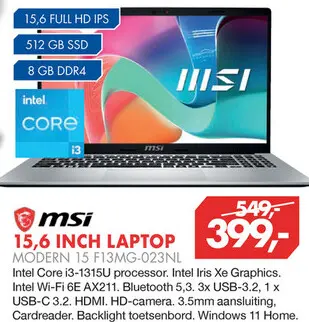 Aanbieding: 15,6 inch laptop modern 15 f13mg-023nl