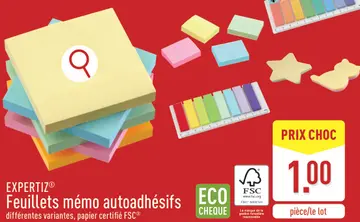 Offre: Feuillets mémo autoadhésifs