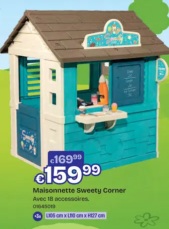 Offre: MAISON Sweety Corner gri/wi/bla, 105x110x127cm, incl. 18 accessoires, +2y