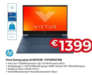 Aanbieding: Victus Gaming Laptop 16-R0072NB - ITHP16R0072