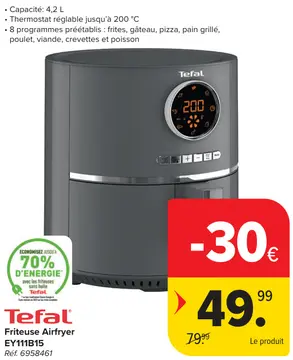 Offre: Friteuse Airfryer EY111B15