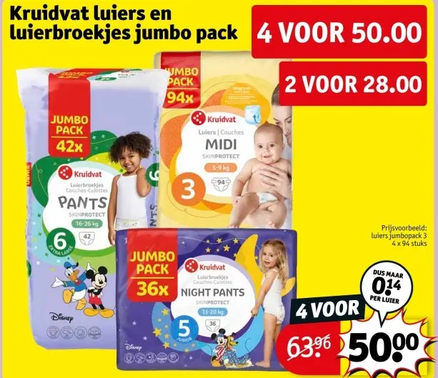 Aanbieding: Kruidvat luiers en luierbroekjes jumbo pack