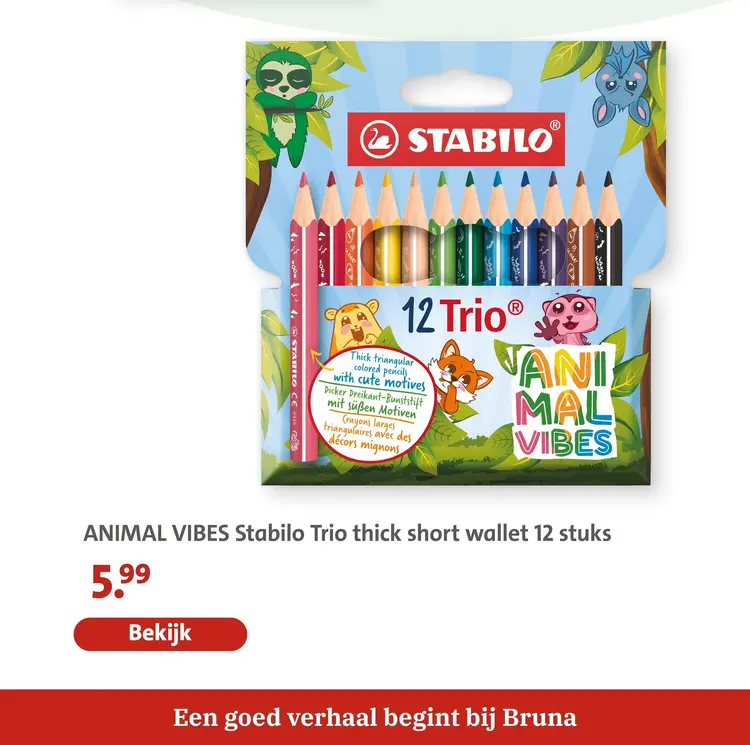 Aanbieding: ANIMAL VIBES Stabilo Trio thick short wallet