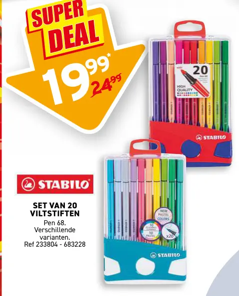 Promotie: Set van 20 viltstiften