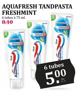 Aanbieding: AQUAFRESH TANDPASTA FRESHMINT
