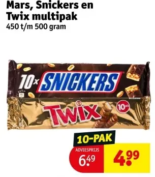 Aanbieding: Mars, Snickers en Twix multipak