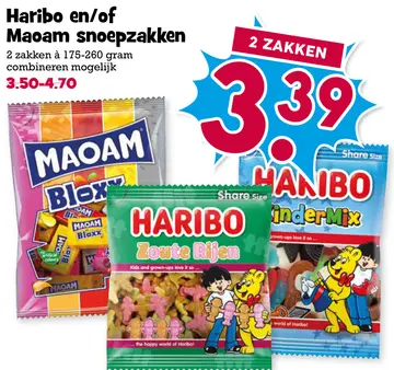 Aanbieding: Haribo en/of Maoam snoepzakken