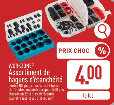 Offre: Assortiment de bagues d'étanchéité