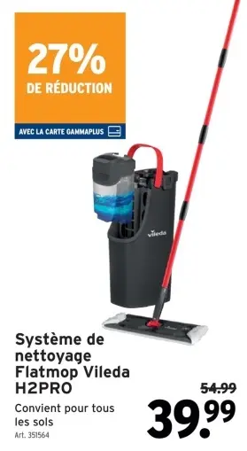 Offre: Système de nettoyage Flatmop H2PRO
