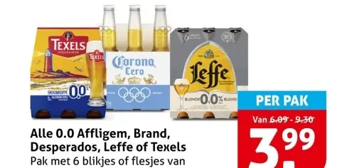 Aanbieding: 0.0 Affligem, Brand, Desperados, Leffe or Texels
