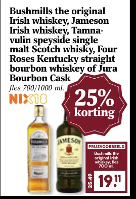Aanbieding: Bushmills the original Irish whiskey, Jameson
