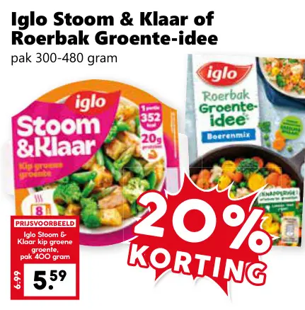 Aanbieding: Iglo Stoom & Klaar of Roerbak Groente-idee