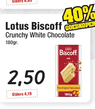 Aanbieding: Biscoff Crunchy White Chocolate