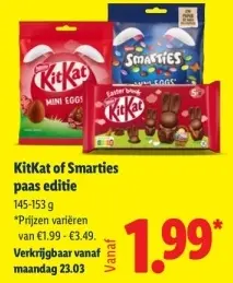 Aanbieding: KitKat of Smarties paas editie