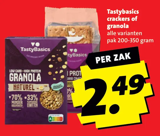Aanbieding: crackers of granola