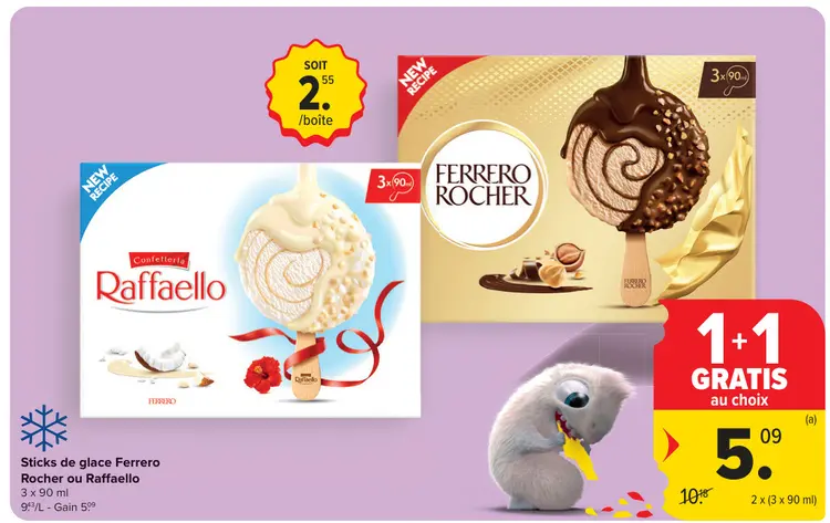 Offre: Sticks de glace Ferrero Rocher ou Raffaello