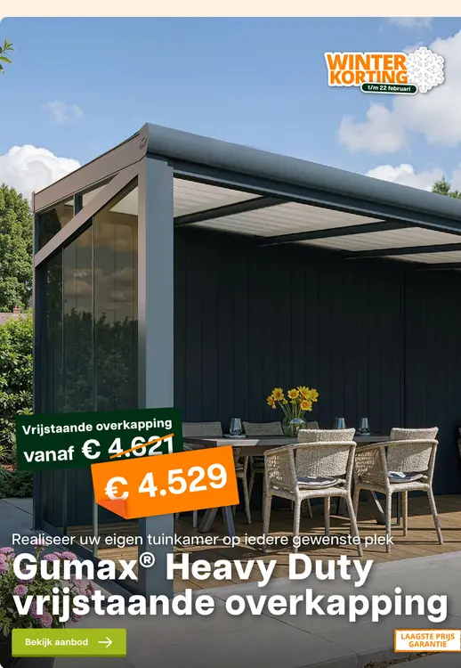 Promotie: Heavy Duty vrijstaande overkapping