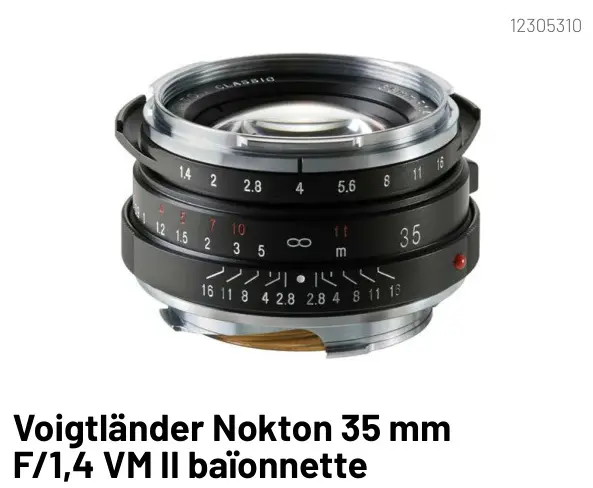 Offre: Voigtländer Nokton 35 mm F/1,4 VM II baïonnet