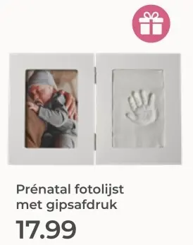 Aanbieding: Prénatal fotolijst met gipsafdruk