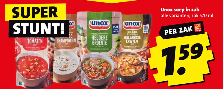 Aanbieding: Unox soep in zak