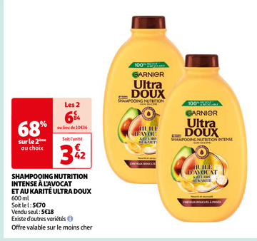 Aanbieding: SHAMPOOING NUTRITION INTENSE À L'AVOCAT ET AU KARITÉ ULTRA DOUX