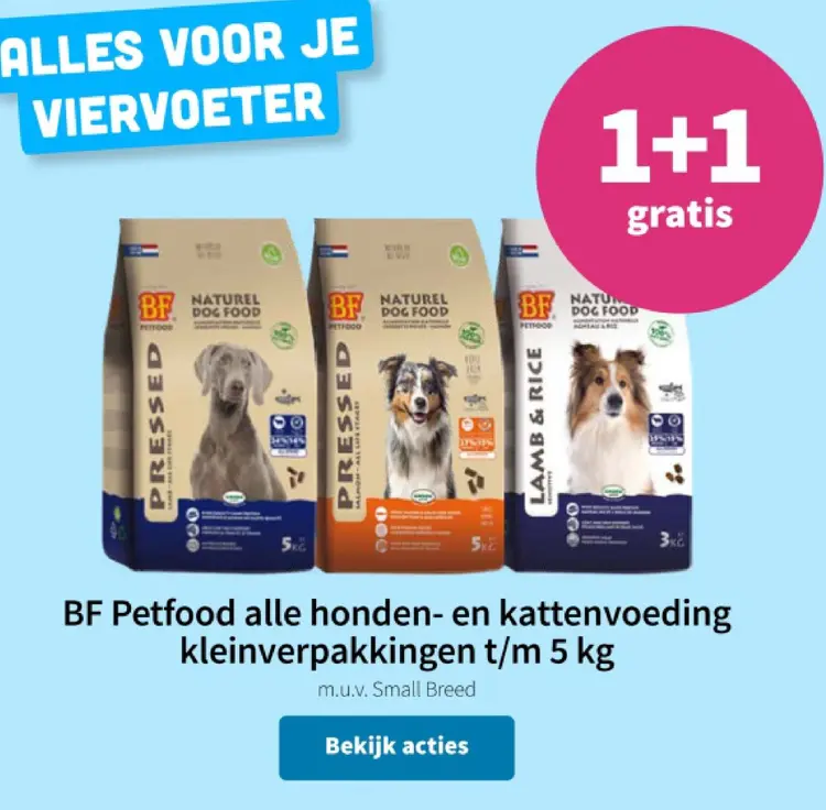 Aanbieding: BF Petfood alle honden- en kattenvoeding kleinverpakkingen