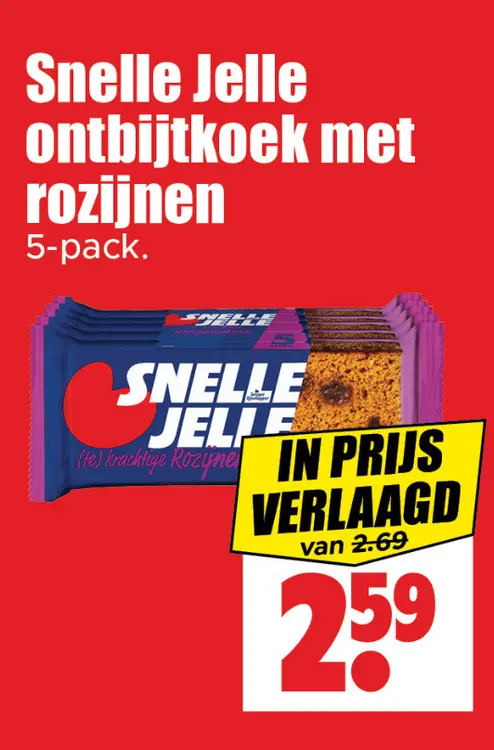 Aanbieding: Snelle Jelle ontbijtkoek met rozijnen