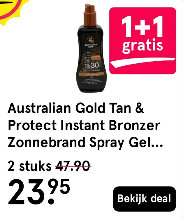 Aanbieding: Australian Gold Tan & Protect Instant Bronzer
