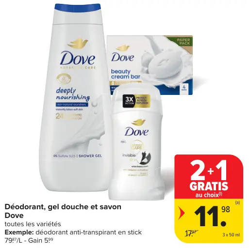 Offre: Déodorant, gel douche et savon