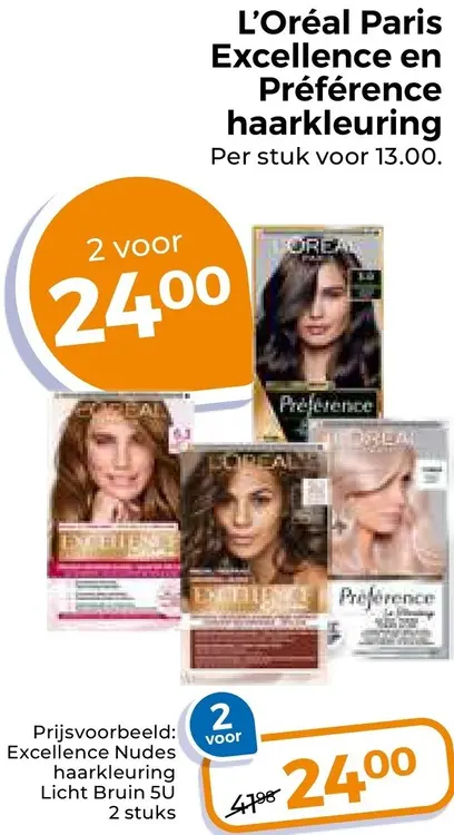 Aanbieding: L'Oréal Paris Excellence en Préférence haarkleuring