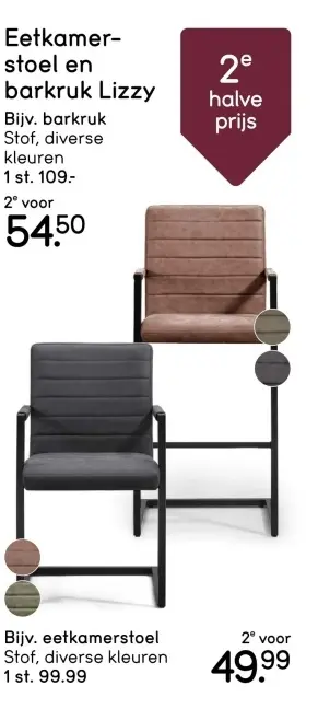 Aanbieding: Eetkamerstoel en barkruk Lizzy