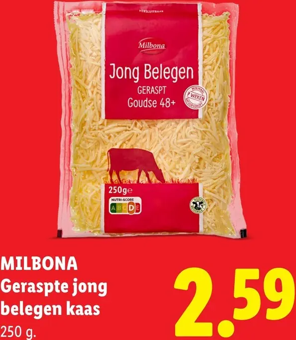 Aanbieding: Geraspte jong belegen kaas