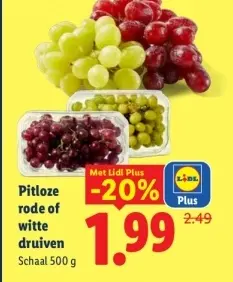 Aanbieding: Pitloze rode of witte druiven