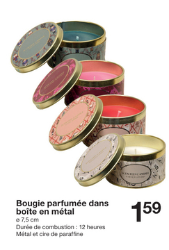 Offre: Bougie parfumée dans boîte en métal