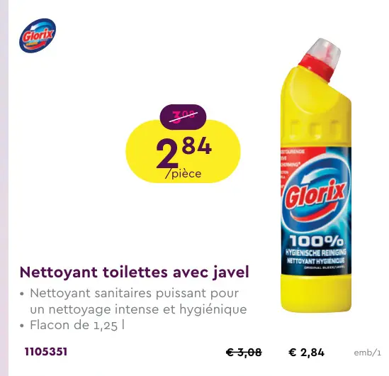 Offre: Nettoyant toilettes avec javel