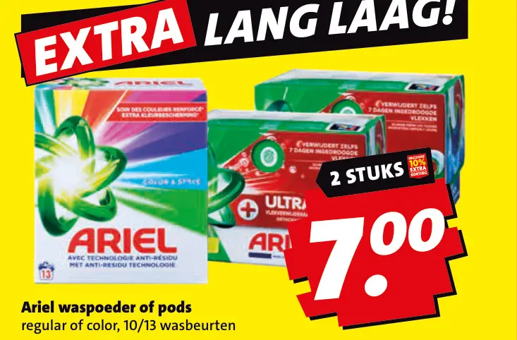 Aanbieding: Ariel waspoeder of pods