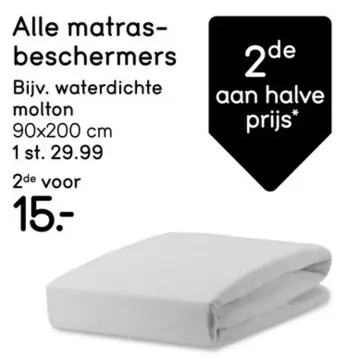 Aanbieding: Waterdichte matrasbeschermer molton - wit - 90x200 cm
