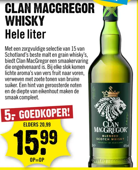 Aanbieding: Clan Macgregor Blended Whisky 100 cl