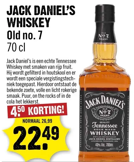 Aanbieding: Jack Daniel's Whiskey 70 cl