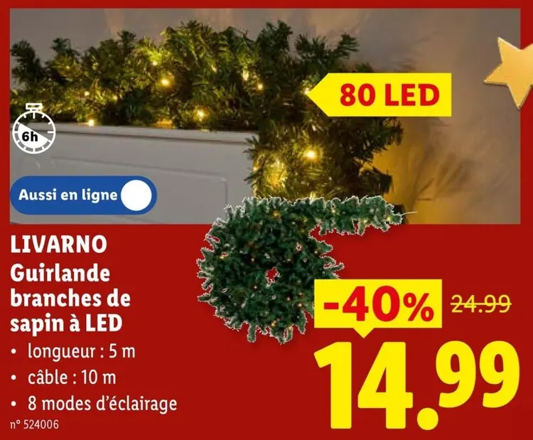 Offre: Guirlande branches de sapin à LED