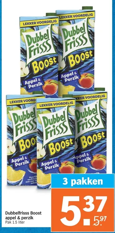 Aanbieding: Dubbelfrisss Boost appel & perzik