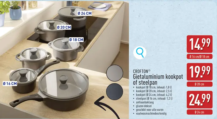 Promotie: Gietaluminium pan met deksel