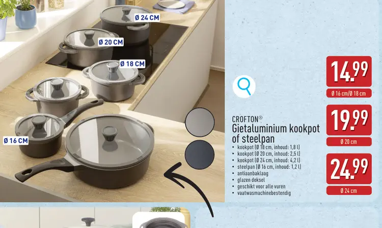 Promotie: Gietaluminium kookpot of steelpan
