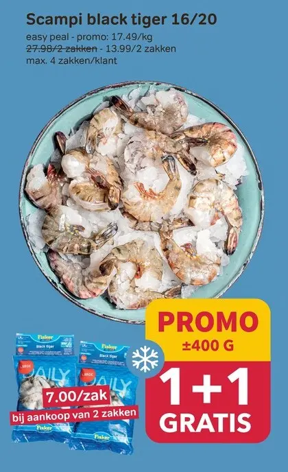 Promotie: Scampi black tiger 16/20