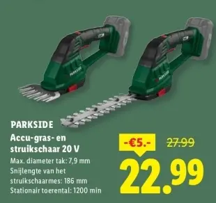 Aanbieding: Accu-gras-en struikschaar 20 V