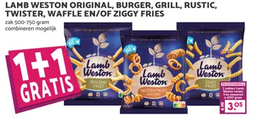 Aanbieding: Lamb weston original, burger, grill, rustic, twister, waffle en/of ziggy fries