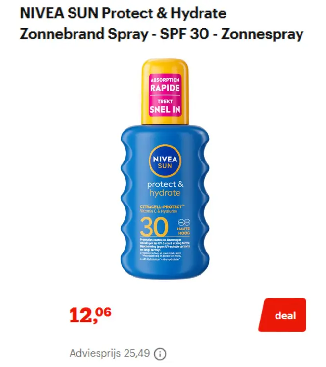 Aanbieding: NIVEA SUN Protect & Hydrate Zonnebrand Spray