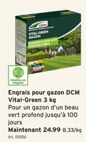 Offre: Engrais pour gazon DCM Vital-Green