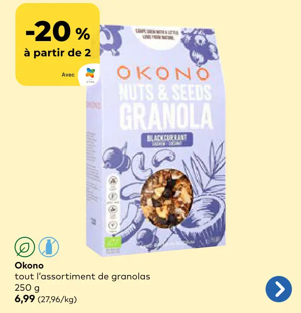 Offre: Okono tout l'assortiment de granolas