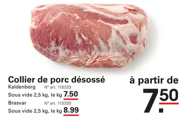 Offre: Collier de porc désossé